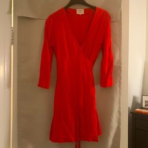 Sezane x LA Dance Project red mini wrap dress, size 40 / US 6-8